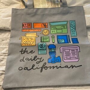 Gray Tote Bag with Colorful Print the dail Californian